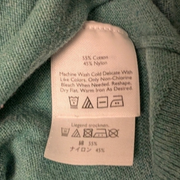 EDDIE BAUER Classic Cardigan Long Sleeve Sweater Seaglass Green Medium Tall - Picture 5 of 9